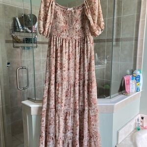 Francesca's Collections Floral Smocked Dress